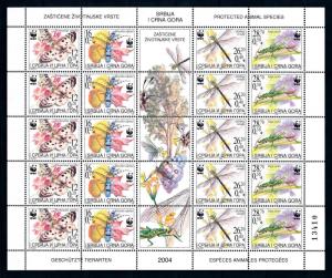 [94484] Yugoslavia 2004 Insects Butterfly Dragonfly WWF Sheet MNH