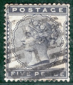GB QV Stamp SG.169 5d Indigo (1881) Light Numeral Used Cat £175 {samwells}RED134