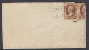 US, Scott 146b, 1872 Vertical BISECT on cover from Glen Castle NY, APS cert