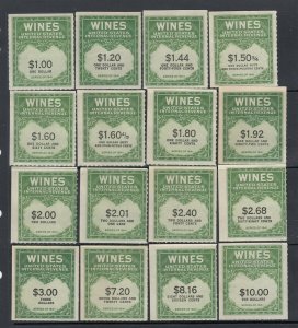 RE108//RE203 - 56 Values Wine Stamps (Mint Never Hinged) cv$315.00