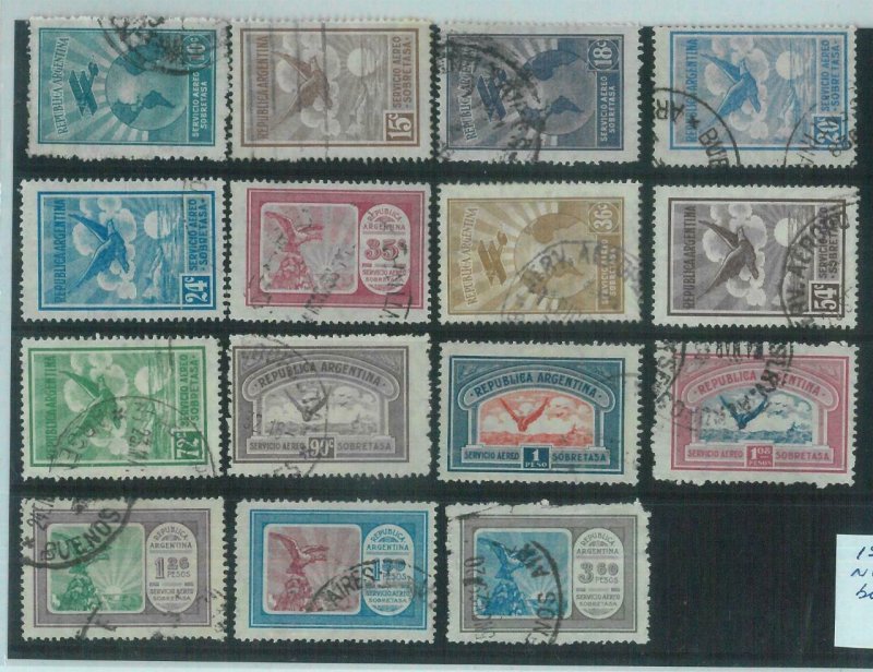 88751 - ARGENTINA - STAMPS - 1st AIRMAIL STAMP SET used - NOT COMPLETE