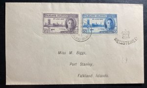 1946 Port Stanley Falkland Island Registered Cover Peace Issue