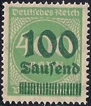 Germany #254  100th M Numerial, Bl Green, Stamp Mint OG NH F-VF