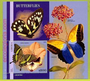 B0535 - LIBERIA - MISPERF ERROR Stamp Sheet - 2023 - INSECTS, Butterflies-