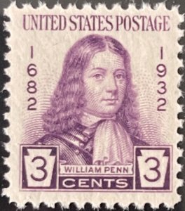 Scott #724 1932 3¢ William Penn MNH OG