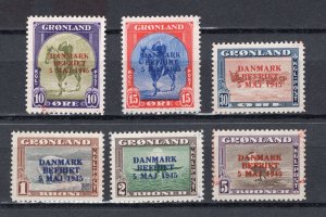 GREENLAND 1945 NEW YORK DENMARK LIBERATED WRONG COLOURS 22-27a VERY FINE/XF MNH