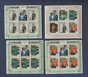 PENRHYN ISLANDS - Scott 80d, 199a & others - MNH - 7 S/S - Royal Wedding TWO PIX