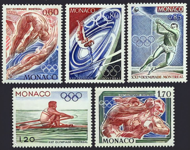Monaco 1976 Sc#1025/1029 MONTREAL OLYMPIC GAMES Set (5) MNH
