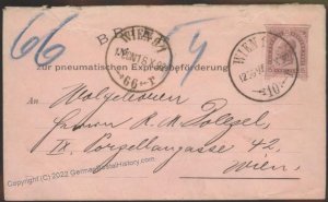 Austria Rohrpost Franz Josepf 15Kr Pneumatic Mail Postal Stationery USED 107896