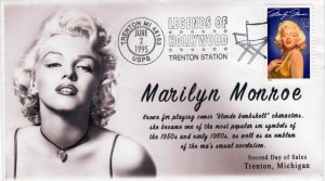 AO-2967-9,1995, Marilyn Monroe, BW Pictorial Postmark, 2nd day of sale,  Add On