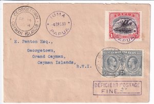 1933 Ioma, Papua to Georgetown, Cayman Islands, Postage Due. Cayman ... (HK0511)