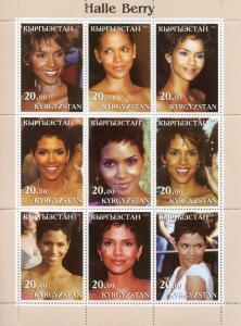 Kyrgyzstan 2003 MNH Halle Berry 9v M/S Actors Celebrities Famous People Stamps