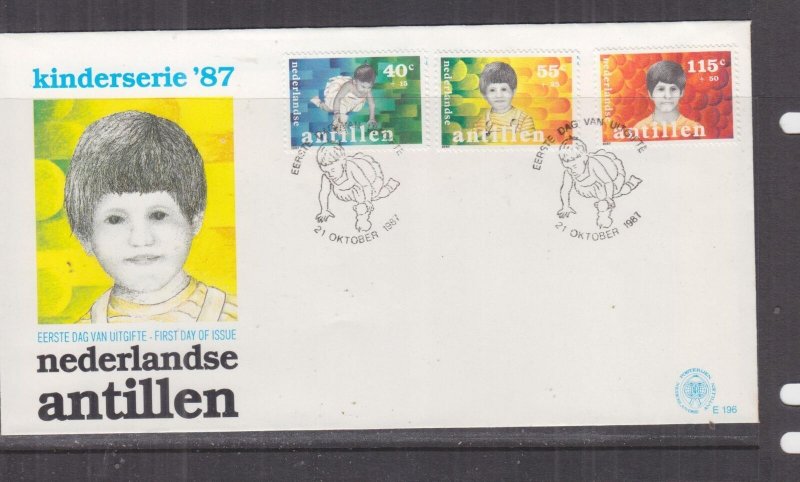 NETHERLANDS ANTILLES,1987 CHILD WELFARE set 3 & Souvenir Sheet, First Day covers 