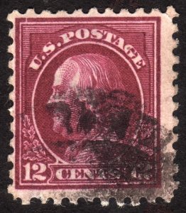 1915, US 12c, Franklin, Used, thin, Sc 435