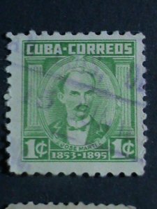 ​CUBA-1954-SC#519//528 10 OVER 70 YEARS OLD CUBA FAMOUS  USED STAMPS-SET-VF