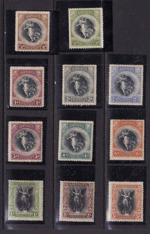 Barbados-Sc#140-50-unused hinge remnant set as issued initially in 1920-Victory-