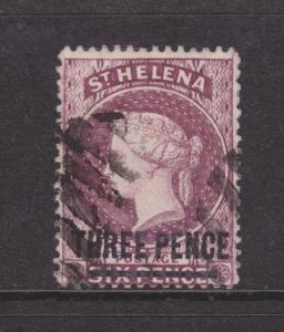 St. Helena Sc 37a used 1887 3p on 6p QV, Watermark Variety F-VF