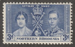 Northern Rhodesia, stamp,  Scott#24,  used, hinged, king queen