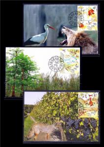 ISRAEL STAMPS 2016 BIBLE PARABLES OF THE SAGES 3 MAXIMUM CARD LION & HERON FOX