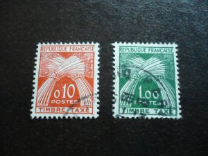 Stamps - France - Scott# J94, J97 - Used Part Set of 2 Stamps