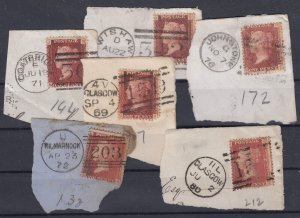 GB QV 1858 1d Red Collection On Piece With Good Postmarks SG43/44 BP9902