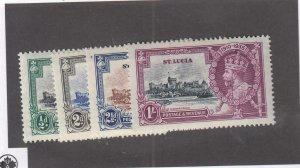 ST. LUCIA (KK113) # 91-94 VF-MLH  VARp,1sh  1935 KGV SILVER JUBILEE ISSUE CV $16