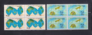 Fiji 374-375 Blocks Of 4 Set MNH Maps (A)