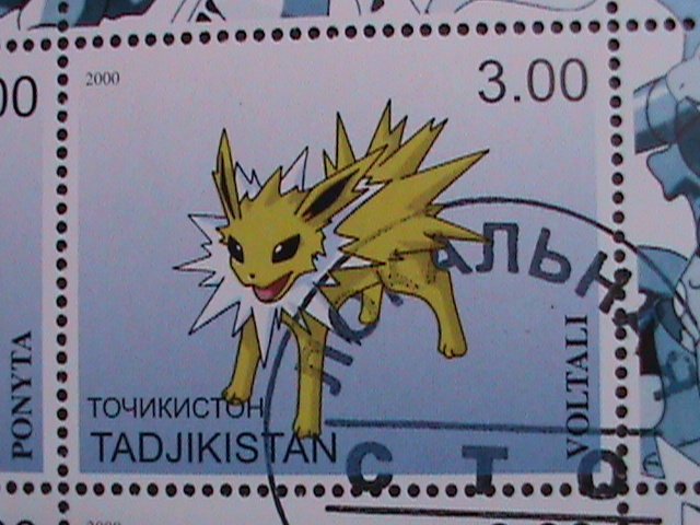 ​TAJIKISTAN -2000 LOVELY FAMOUS POKEMON FANCY POSTAL CANCEL CTO SHEET VF