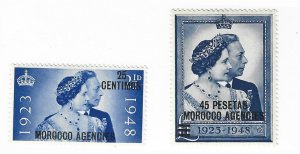 GB Offices in Morocco Sc #93-94 Silver Wedding set of 2 OG / NH  VF