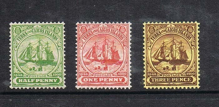 Turks & Caicos Islands 1905 Sc 10-12 MH