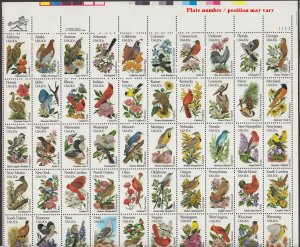 1982 STATE BIRDS & FLOWERS MNH Sc 2002Ac sheet, comb perf 11.25 X 11 Typical