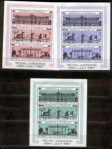 BARBUDA 592-594 MNH ROYAL WEDDING SOUVENIR SHEETS