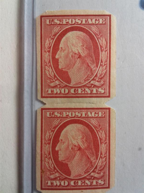 SCOTT # 344 MNH U.S VENDING COMPANY PAIR OF GEMS COILED ENDWISE 1908 WOW !!