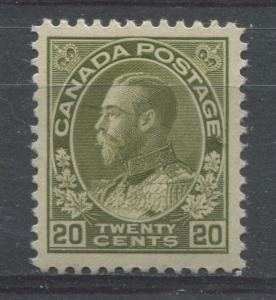 Canada #119 20c Grey Olive 1911-27 Admiral Issue Dry Ptg. No Mesh VF-80 OG