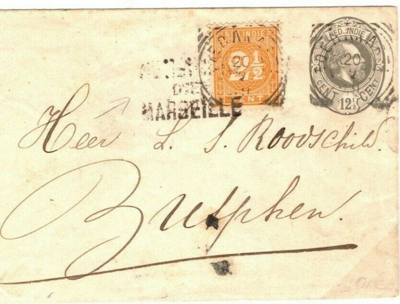 DUTCH EAST INDIES Cover Soerbaya? Uprated Stationery Netherlands 1894 SQ13