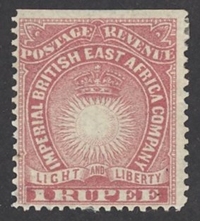 British East Africa Sc# 25 MH 1890-1894 1r rose Sun & Crown