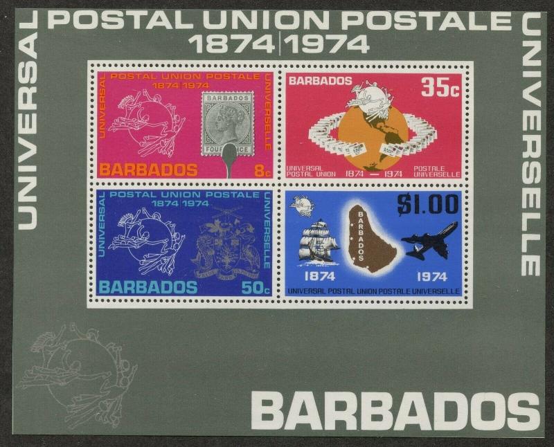 BARBADOS Sc#391-5, 395a, 412-5, 415a 1974 3 Complete Sets & 2 S/S OG Mint LH