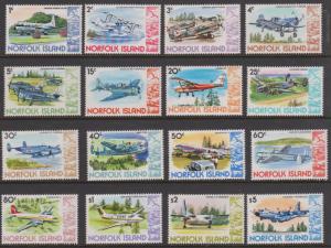 Norfolk Island 1980 Aircraft Definitives Set Sc#256-270 MNH