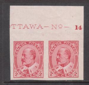 Canada #90a Extra Fine Never Hinged Plate #14 Pair