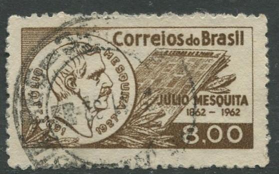 Brazil - Scott 942 - Julio Mesquita - 1962 - Used- Single 8cr Stamp