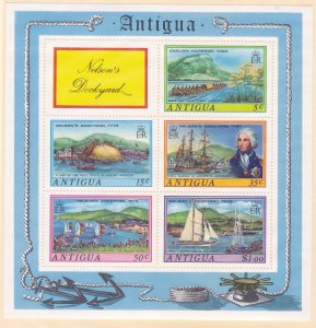 Antigua 373A MNH 1975 Nelson's Dockyard Souvenir Sheet of 5 Very Fine