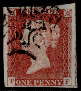 GB QV SG8, 1d red-brown, FINE USED. Cat £320. BLACK MX with 10 PF