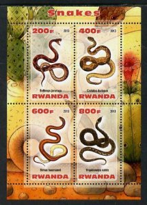 RWANDA - 2013 - Snakes - Perf 4v Sheet - MNH - Private Issue