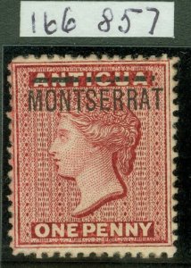 SG 1b Montserrat 1876-83. 1d red of Antigua, overprinted ‘Montserrat’ (type 1)