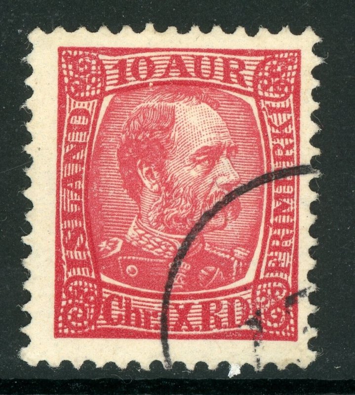 Iceland 1902 Christian IX 10a Carmine Rose Perf 13 Scott # 38 VFU C678