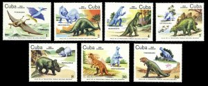 CUBA Sc# 2765-2771  DINOSAURS Prehistoric CPL SET of 7  1985 MNH mint