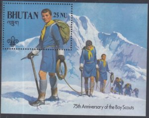 BHUTAN Sc # 339 MNH S/S 75th ANN BOY SCOUTS