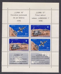 ROMANIA - 1971 LUNA 16 & LUNA 17 / SPACE - MIN. SHEET MINT NH