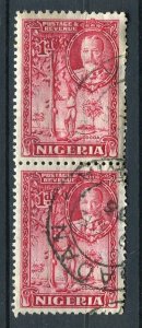 NIGERIA; 1930s early GV pictorial issue fine used 1d. Postmark Pair