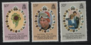 FALKLAND ISLANDS, (3) SET, 1L59-1L61, MNH, 1981, Royal wedding issue